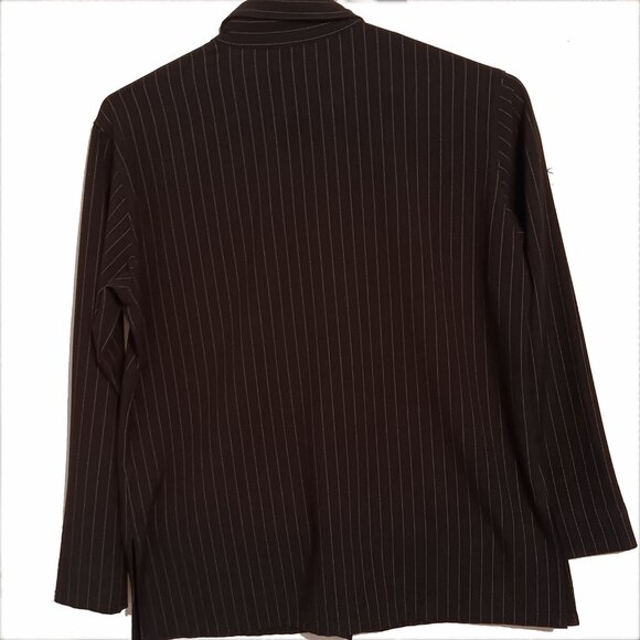 Additions by Chicos Black and Silver Pin Stripe Blouse Size 0 - Picture 2 of 8